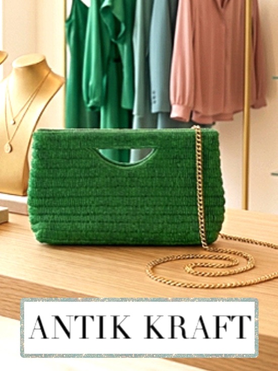 Antik Kraft Handbags - 🆕 Antik Kraft Green Glass Beaded Clutch/Shoulder Bag/Crossbody w/Gold Chain